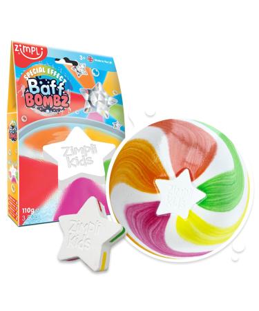 Large Star Bath Bomb from Zimpli Kids Magically Creates Rainbow Special Effect Birthday Gifts for Children Toddlers Boys & Girls Moisturising Fun Bath Toy Vegan Friendly & Cruelty Free Star Single