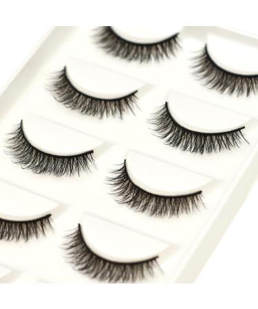 Vivis 3D Faux MinkFalse Eyelashes 5 Pairs Extra Short Natural Lashes Volume Hand-made Thick Dramatic Fake Eye Lash Black Soft Clear Band for Various Makeups - 3D-15