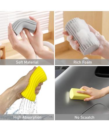 4 Pack Damp Clean Duster Sponge Magical Dust Cleaning Sponge Reusable Dusters for Cleaning Blinds Glass Baseboards Vents Railings Mirrors Window Track Grooves - Buy Online on GoSupps.com