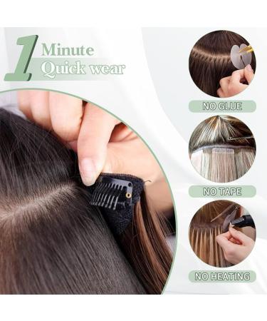 FINE PLUS 20 Clip In Hair Extensions - Mixed Brown Highlight, Synthetic Fiber, Long Wavy Curly, Double Weft, Full Head, Honey Brown Balayage - 4PCS - Buy Online on GoSupps.com