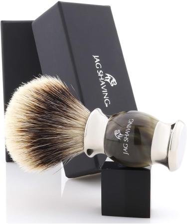 Jag Shaving Lee Razor Brush - Elegant Wooden Handle Green Horn Imitation - Perfect for Your Shaving Routine | International Shipping Available - Buy Online on GoSupps.com