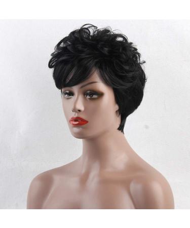 Buy Black Curly Synthetic Wig for Women - Retro 80s 70s 60s 50s Wavy Hairstyles - International Shipping - Buy Online on GoSupps.com