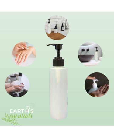 Earth's Essentials 8 oz. Refillable Pump Bottles (4 pack) | HDPE Plastic, Patented Funnel | Ideal for Lotions, Shampoos, Massage Oils - Buy Online on GoSupps.com