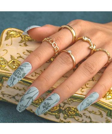 Sethexy Long Coffin False Nails | Green Matte Ballerina Acrylic Nail Tips - 24 Pack for Women & Girls - Buy Online on GoSupps.com