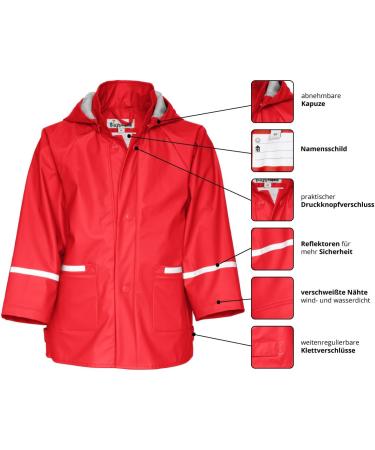 Playshoes Unisex Kid's 116 Red Raincoat - Wind and Waterproof Rainwear - Buy Online on GoSupps.com