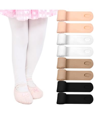 8 Pairs Girls Ballet Tights Soft Dance Tights for Toddler Convertible Footless Tights with Hole Tights (Black, White, Light Pink, Tan, 4-6 Years) 4-6 Years Black, White, Light Pink, Tan