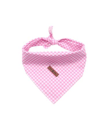 lionet paws Bandana for Dog Headscarves Dog Scarf Triangular Scarf for Small Medium and Large Dogs L (Pack of 1) Pink Checkered