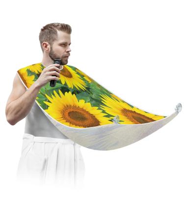 Beard Bib Apron Beard Bib Hair Catcher for Men Shaving and Trimming Non-Stick Waterproof Beard Cape Grooming Cloth Sunflower