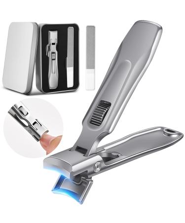 Thick Nail Clippers for Men 2024 Upgraded Ultra Sharp Nail Clippers Large Wide Jaw Opening Nail Clippers Gear lock Heavy Duty Stainless Steel No Splash Nail Clippers for Seniors with Catcher File