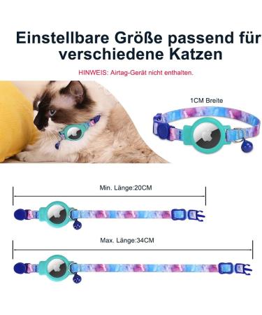 Mouyou Airtag Cat Neck Band | Adjustable Blue Gradient Collar with Bell & Safety Clasp | Soft Nylon with Silicone Holder | International Shipping - Buy Online on GoSupps.com