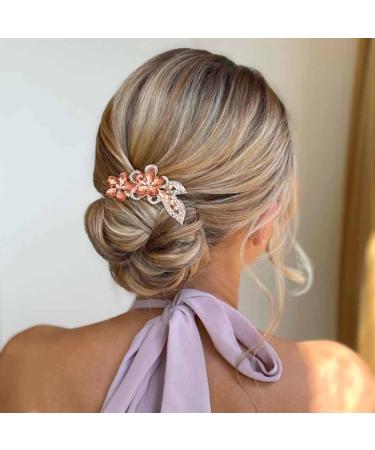 Bohend Rhinestone Flower Hair Comb - Champagne Wedding Hair Accessories for Women & Girls - Buy Online on GoSupps.com