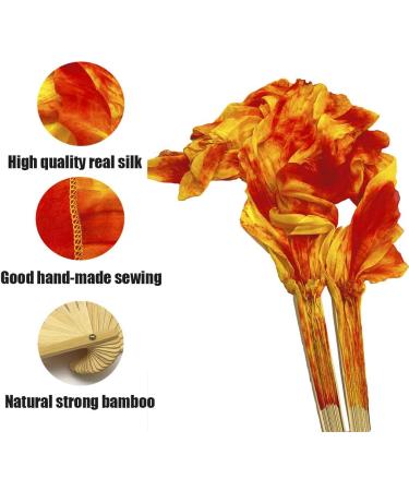 Beyiwenoo Premium Silk Belly Dance Fan Veil - 1 Pair (Orange) - 71 Length x 35 Width - For Dancing Show and Flow Arts - Buy Online on GoSupps.com