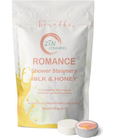Zen Steamers Romance Milk & Honey Shower Steamers 15-Pack - Aromatherapy Extra Large Shower Bombs with Essential Oils - Buy Online on GoSupps.com