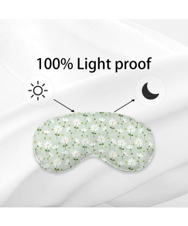KDQUA Green Boho Daisy Floral Eye Mask - Silk Blackout Sleeping Mask for Women Men Kids | Adjustable Soft Sleep Cover - Buy Online on GoSupps.com