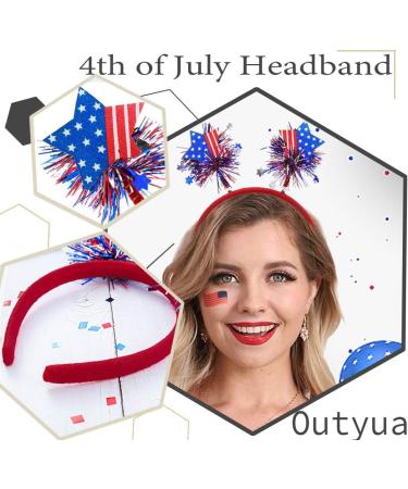 Outyua 4th of July Patriotic American Flag Headband Independence Day Hairband USA Star Red White and Blue Outfits Hair Accessories for Women Girls - Buy Online on GoSupps.com