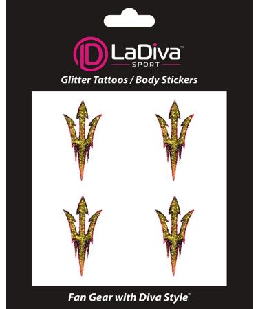 ASU Face Sticker Glitter Tattoos Decal NCAA Fan Gear for Game Day, Arizona State University Sun Devils Pitchfork, 4 pack