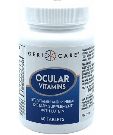 GERI CARE PHARM Essential Eye Multivitamin - Advanced Vision Support - Lutein, Vitamin C, E, Zinc, Copper - 60 Tablets - Buy Online on GoSupps.com