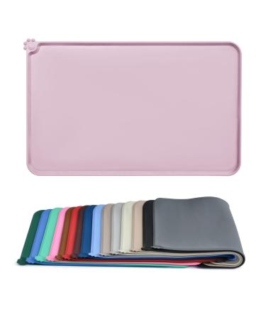 Audwud silicone waterproof dog and cat pet feeding matte anti-slip-tied bowl matt pet feeding mat 61x41 cm peach pink