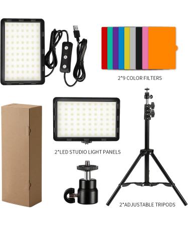 Professional Photography Video Lighting Kit with 70 LEDs, Color Filter - Perfect for Studio, Streaming, YouTube, TikTok, Portrait Shooting - Black - Buy Online on GoSupps.com