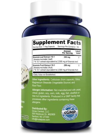 Graviola 5000mg 180 Veggie Capsules | Non-GMO & Gluten-Free - Buy Online on GoSupps.com