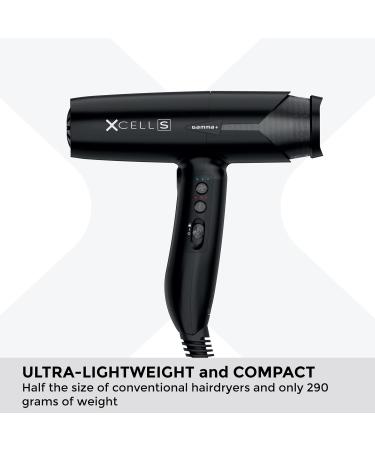 Gamma Pi Srl GAMMA+ XCELL S Ionic hairdryer 290 g ultralight hairdryer with antibacterial effect quiet Smart Memory LED interface selfcleaning technology Schuko plug matt black SCHUKO plug matt black - Buy Online on GoSupps.com