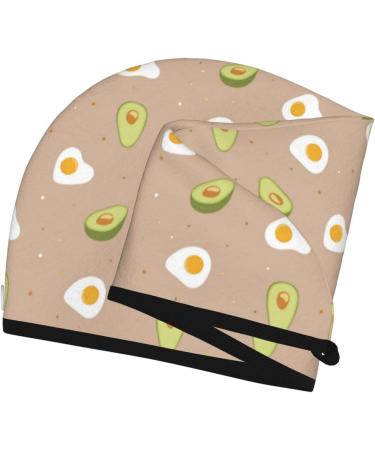Hair Towel Wrap - Quick Drying Hair Turban with Button | Egg & Avocado Design - Buy Online on GoSupps.com