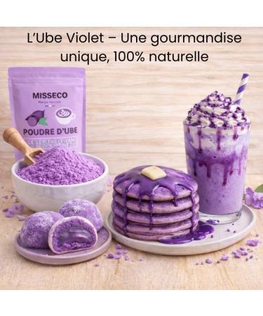Ube Poudre Misseco 100g - Riche en Antioxydants & Fibres Qualit Premium - Colorant Alimentaire Violette 100% Naturelle - Vegan Sans Gluten ni Additifs - Id al pour Ube Latte Boissons & P tisserie - Buy Online on GoSupps.com