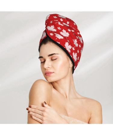 Shop Hair Towel Wrap & Turban: Quick Drying Hair Towel with Button (Maple Leaves) - Fast International Shipping - Buy Online on GoSupps.com