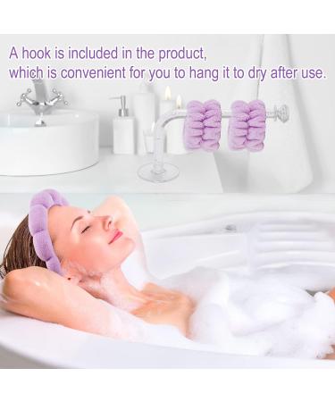 Hope&Luck 4Pcs Spa Headband Set for Women - Purple Terry Cloth Sponge Headband for Face Washing - Bubble Headband with Wristband - Buy Online on GoSupps.com