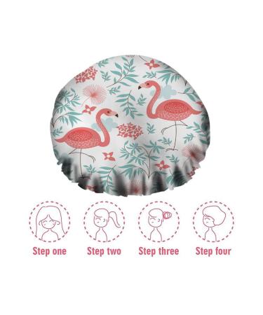 Pink Flamingos Tropical Shower Cap | Reusable Exotic Bird Hair Care Accessory for Women | 10.6 x 4.3 x 0.15 Inch - Buy Online on GoSupps.com