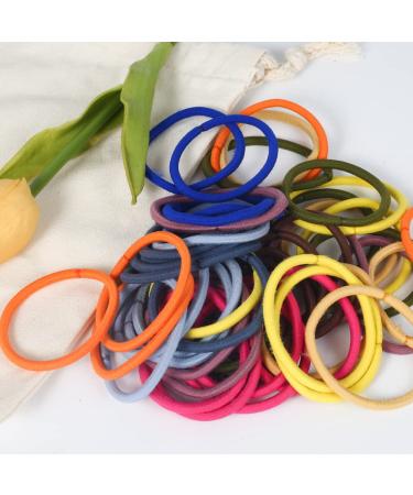 100PCS Colorful 4MM Hair Elastics Hair Ties - Ponytail Holders for Medium to Thick Hair - 2 Inch Diameter Elastic Bands - Curly Hair Accessories for Women and Men - 20 Colors - Buy Online on GoSupps.com