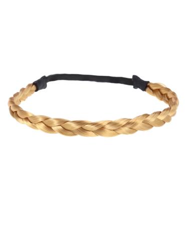 Fashion elastic stretch hair braided headband classic width braids synthetic hair band hair part women beauty accessories (golden brown) golden