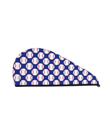 Baseball Pattern Microfiber Hair Towel Soft Super Absorbent Hair Towel Wrap for Women Coral Velvet Quick Dry Hair Cap for Long Curly and Thick Hair