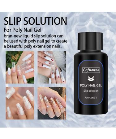 Lofuanna Poly Gel Slip Solution 80ML - Professional Kit for Extender Gel Builder Gel UV/LED Nail Tips - with Nail Brush and Acrylic Glass - 2PCS - Buy Online on GoSupps.com