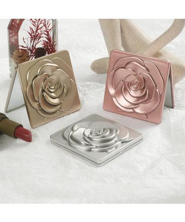 Vintage Rose Square Compact Folding Mirror Set - Double Sided Portable Travel Purse Mirror - Buy Online on GoSupps.com