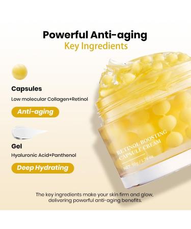 KOEC Deep Collagen Retinol Boosting Capsule Cream Golden Capsule Face & Neck Moisturizer with Hyaluronic Acid for Firming & Hydratng & Smoothing Anti Aging Day & Night Cream for All Skin 1.76 fl.oz - Buy Online on GoSupps.com