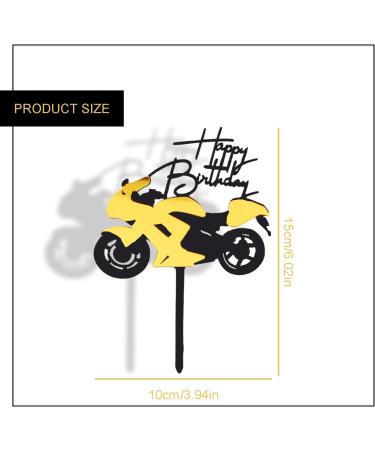 Vanyibro Acrylic Motorbike Birthday Cake Topper Black and Gold Cake Decorations - Buy Online on GoSupps.com