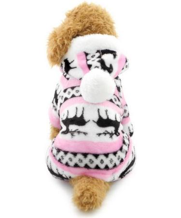Ranphy Soft Velvet Reindeer Hoodie Sweater for Small Dogs & Cats - Cozy Jumpsuit for Male & Female Puppies - XXL Size (Back: 40cm Chest: 52cm) in Rose - Buy Online on GoSupps.com