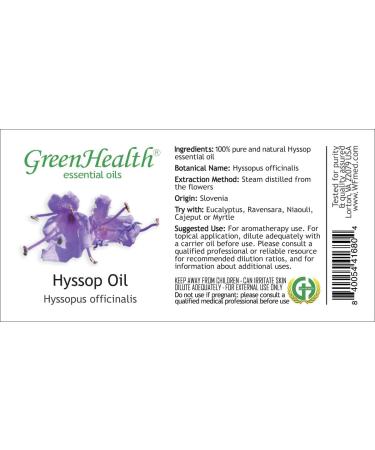 GreenHealth Hyssop 1/2 fl oz (15 ml) Glass Bottle 100% Pure Essential Oil - Buy Online on GoSupps.com