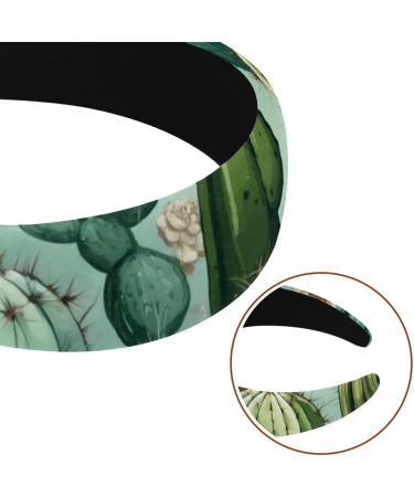 Headbands Women Hair Head Bands 2 Pieces Wide Top Turban Velvet Hair Bands Elastic Headband Cactus Plant Green Pattern Cute Fashion Head Wrap 2 Size Multi-colored 4 - Buy Online on GoSupps.com