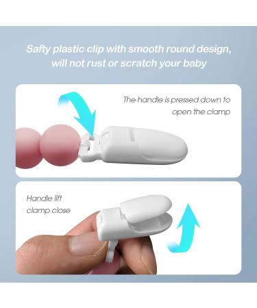 ISEAINNO Silicone Beads Pacifier Clips for Baby Girls & Boys Baby Pacifier Holder Clip Pacifier Strap Pacifier Leash for Baby Shower and Birthday 2 Pack (Pink White) - Buy Online on GoSupps.com