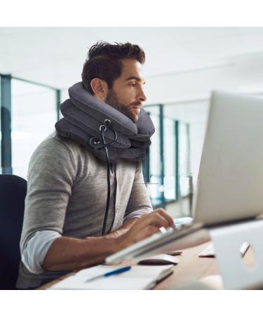 Cervical Neck Traction Device - Soft U-Shaped PVC Cushion with Air Pump for Spine Alignment & Chronic Neck Pain Relief | Purple - Buy Online on GoSupps.com