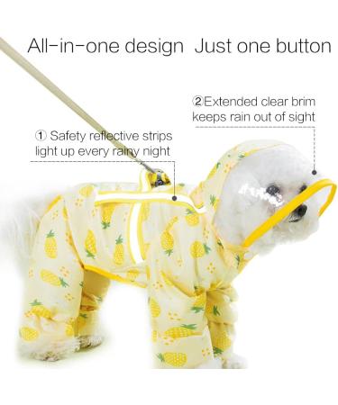 Mitili Cute Puppy Dog Raincoat Four-Legged Waterproof Small Medium Dogs Pet Poncho Clothes Yellow S(Back Length 10-12) - Buy Online on GoSupps.com
