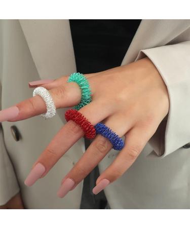 Dulspue Massage Rings for Fingers - 12 Piece Acupressure Ring Set for Stress Relief & Improved Circulation - 6 Colors Available - Buy Online on GoSupps.com
