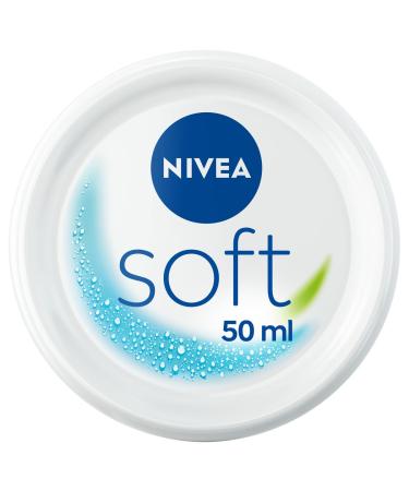 NIVEA SOFT Multi-Use Moisturizing Cream 48H (1x50ml), Moisturizing Face Care Body & Hands Vitamin E & Jojoba Oil, Lightweight & Fresh Vegan Formula, 95% Natural Ingredients