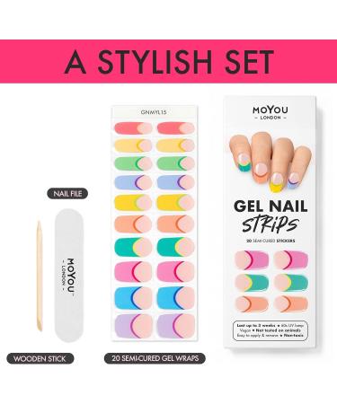 MOYOU LONDON Semi Cured Gel Nail Strips 20 Pc. + Free UV Lamp | Easy Apply & Remove - Foxicure 03 - Buy Online on GoSupps.com
