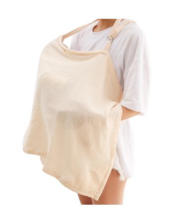 Mamimami Home Collection for On the go organic cotton Multi-purpose silent apron silent scarf soft and breathable breastfeeding kitchen sun protection for strollers breastfeeding cover (beige)