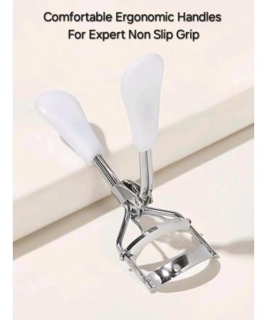 Eyelash Curler with Silicone Pad Stainless Steel Ergonomic Handles Strong Grip Long Lasting Perfect Curls & Lash Lifting Enlarges Eye Shape for All Eye Types Pro Makeup Tool for Women & Girls (White) - Buy Online on GoSupps.com