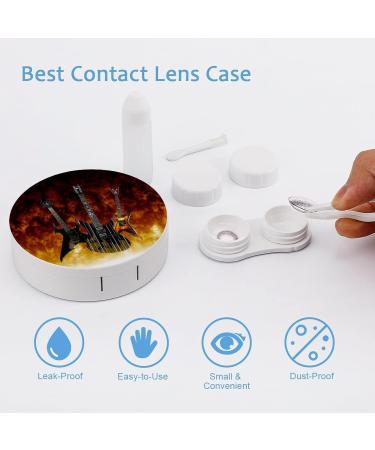Guitar On Fire Round Case For Contact Lens Kit Storage Box with Mirror Printed - Buy Online on GoSupps.com