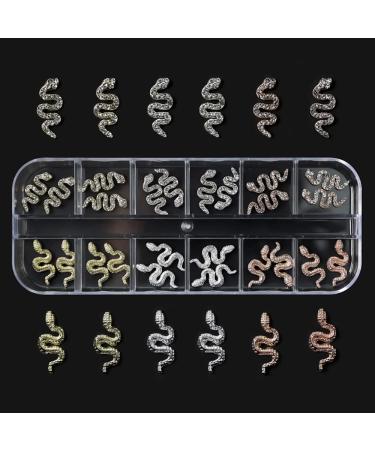 24pcs 3D Snake Nail Charms with Rhinestones - Gold & Silver Alloy Nail Gems for DIY Nail Art | Shiny Metal Snakes Jewelry Making Kit - Buy Online on GoSupps.com